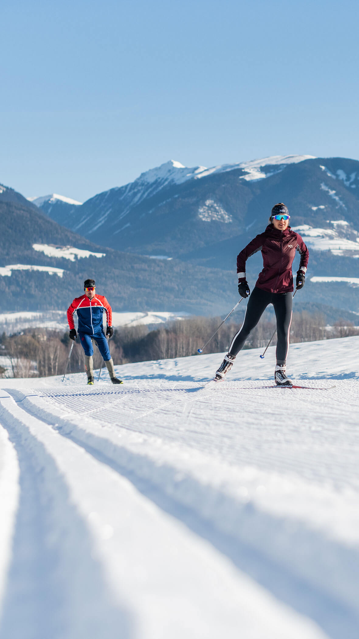 Zwei Langläufer auf der Loipe - Ortnerhof